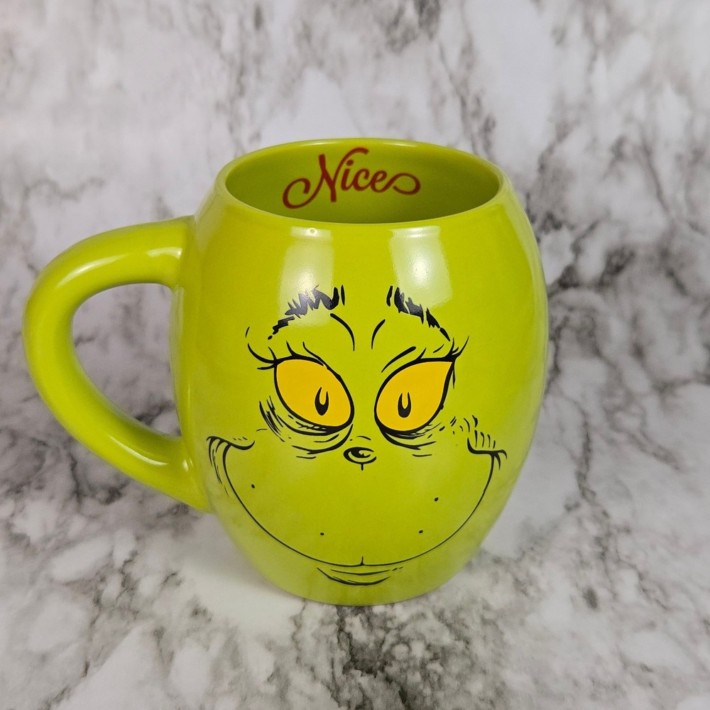 The Grinch Naughty Nice Mug Bioworld Dr Seuss Green Christmas Coffee Cup - Picture 5 of 10